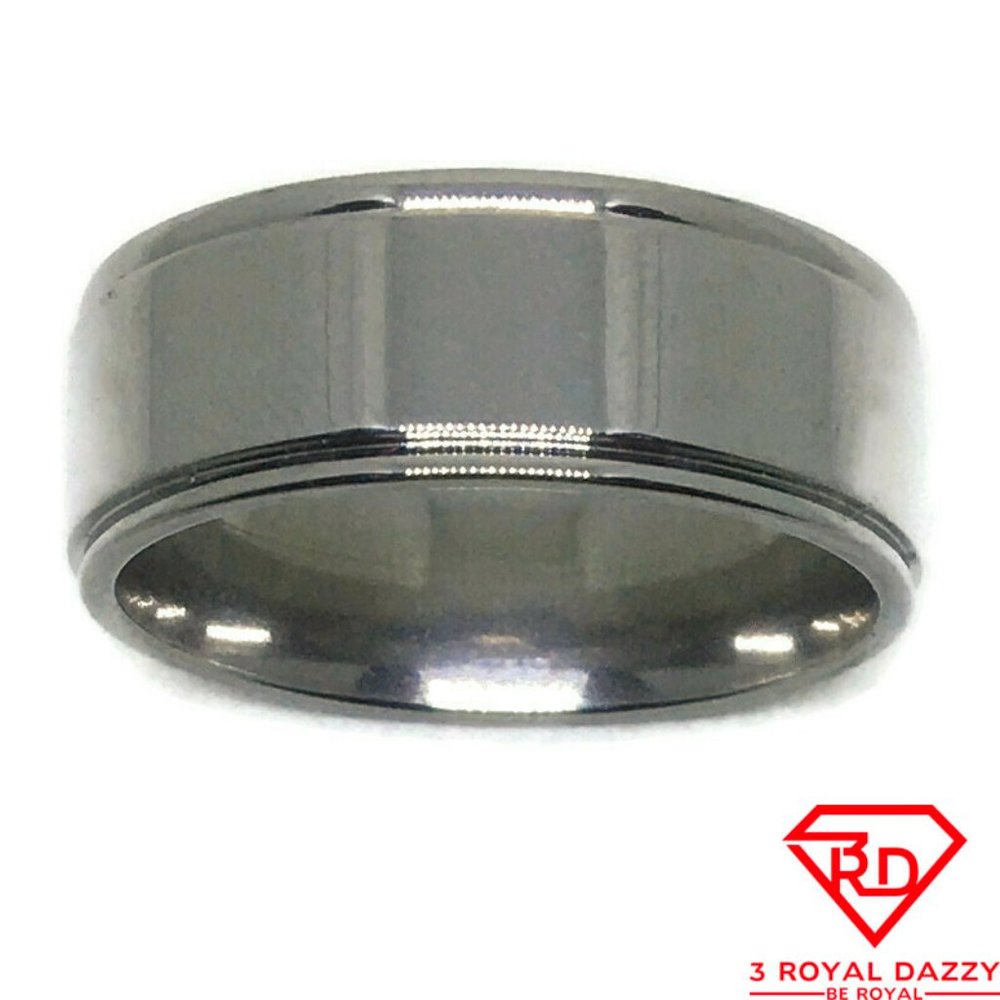 Side lines Plain Smooth Stainless Steel Ring S10
